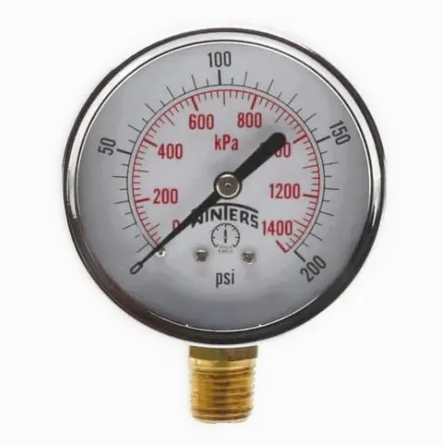 Manómetro Seco WINTERS, Carátula de 2-1/2", Conexión de 1/4" NPT, Rango de 0 a 200 PSI, Rosca Inferior (PEM216)