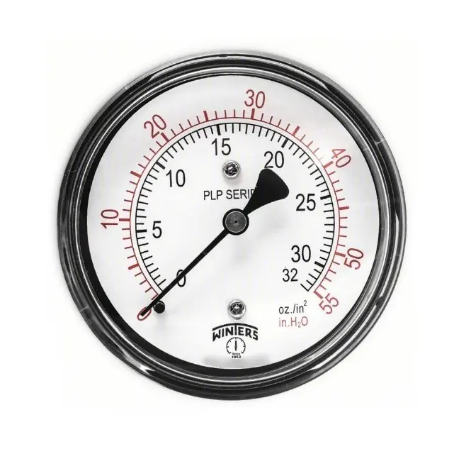 Manómetro WINTERS, Carátula de 2-1/2", Conexión de 1/4" NPT, Rango de 0 a 55 H₂O, Rosca Posterior (PLP342)