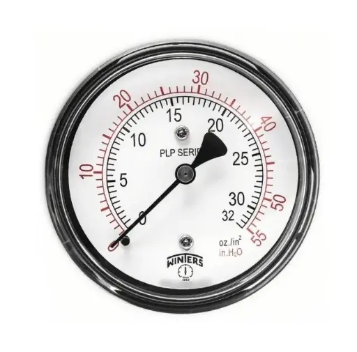 Manómetro WINTERS, Carátula de 2-1/2", Conexión de 1/4" NPT, Rango de 0 a 55 H₂O, Rosca Posterior (PLP342)